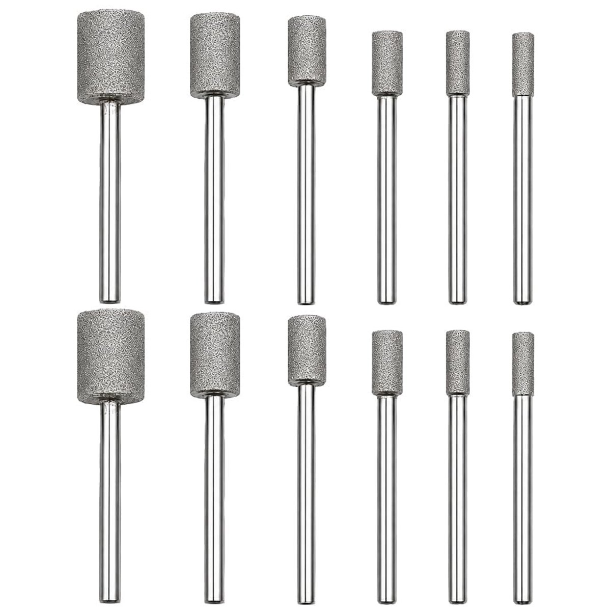 Diamantfrezen 12 stuks korrel 150 met 3 mm schacht voor gravure, sculptuur en slijpen van steen, glas en keramiek