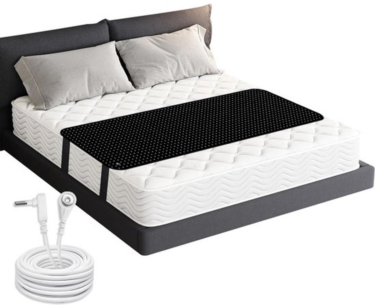 Aarding Mat - Slaapmat Aarde - Gezonder Slapen - Koolstofvezel PU-leer - 198 x 137 cm - Zwart