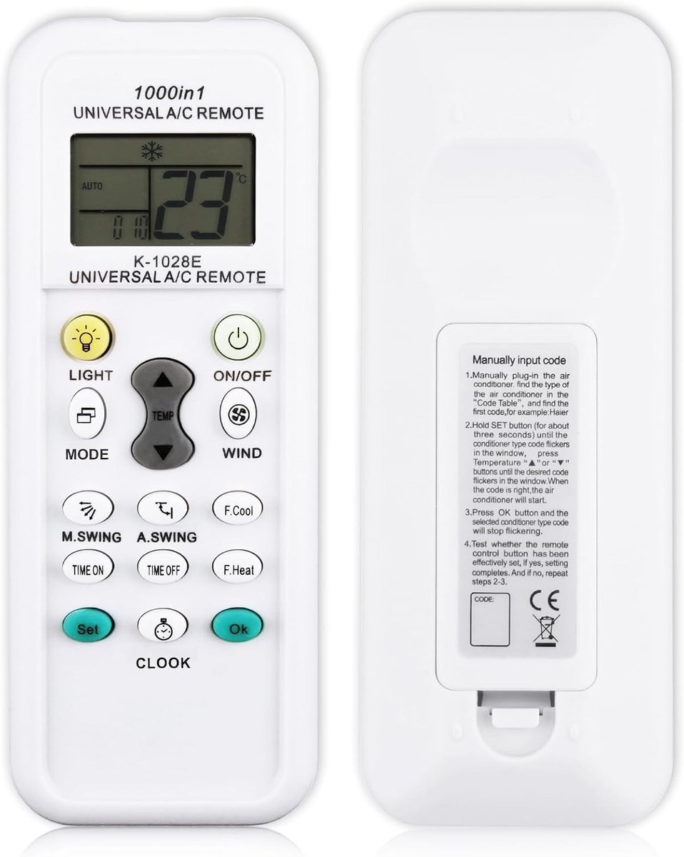 Universele Afstandsbediening voor Airconditioning, Compatibel met Diverse Merken zoals Daikin, LG en Midea, Ideaal voor Vervanging van Infrarood Remotes