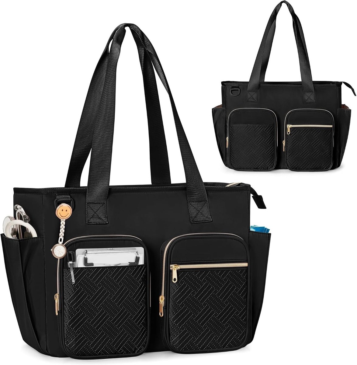 Grote Tote Bag voor Verpleegkundigen, Geschikt voor 15.6" Laptop, Ideaal voor Werk, Thuiszorg en Reizen