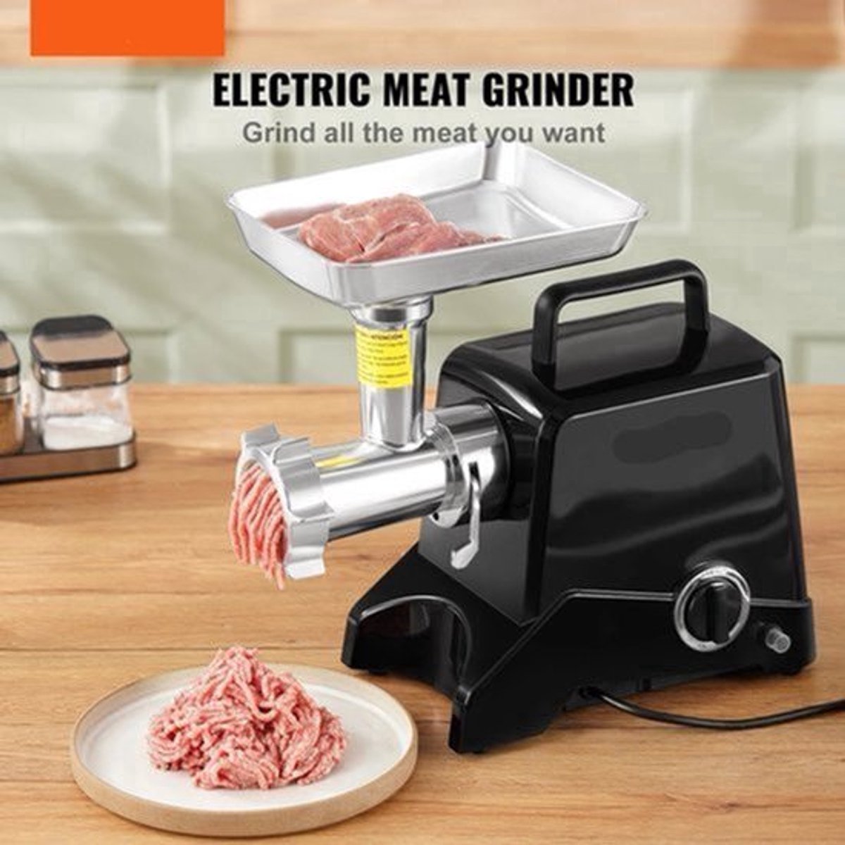 Vleesmolen - Keukenmachine - Keukenrobot - Groentesnijder - 700W - 220V - 50Hz- 2 Messen 3 Maalplaten - Foodprocessor - Gehaktmolen - Zwart