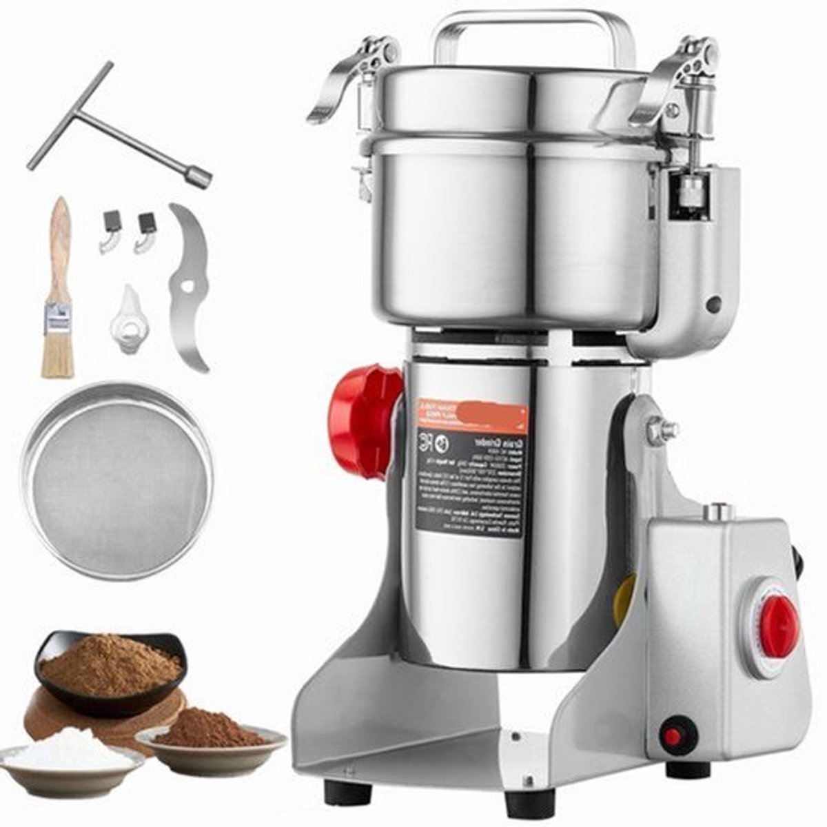 Krachtige Graanmaler – Specerijenmaler – Kruidenmolen – Elektrische Grinder – 2000W Motor – 500 Gram Capaciteit