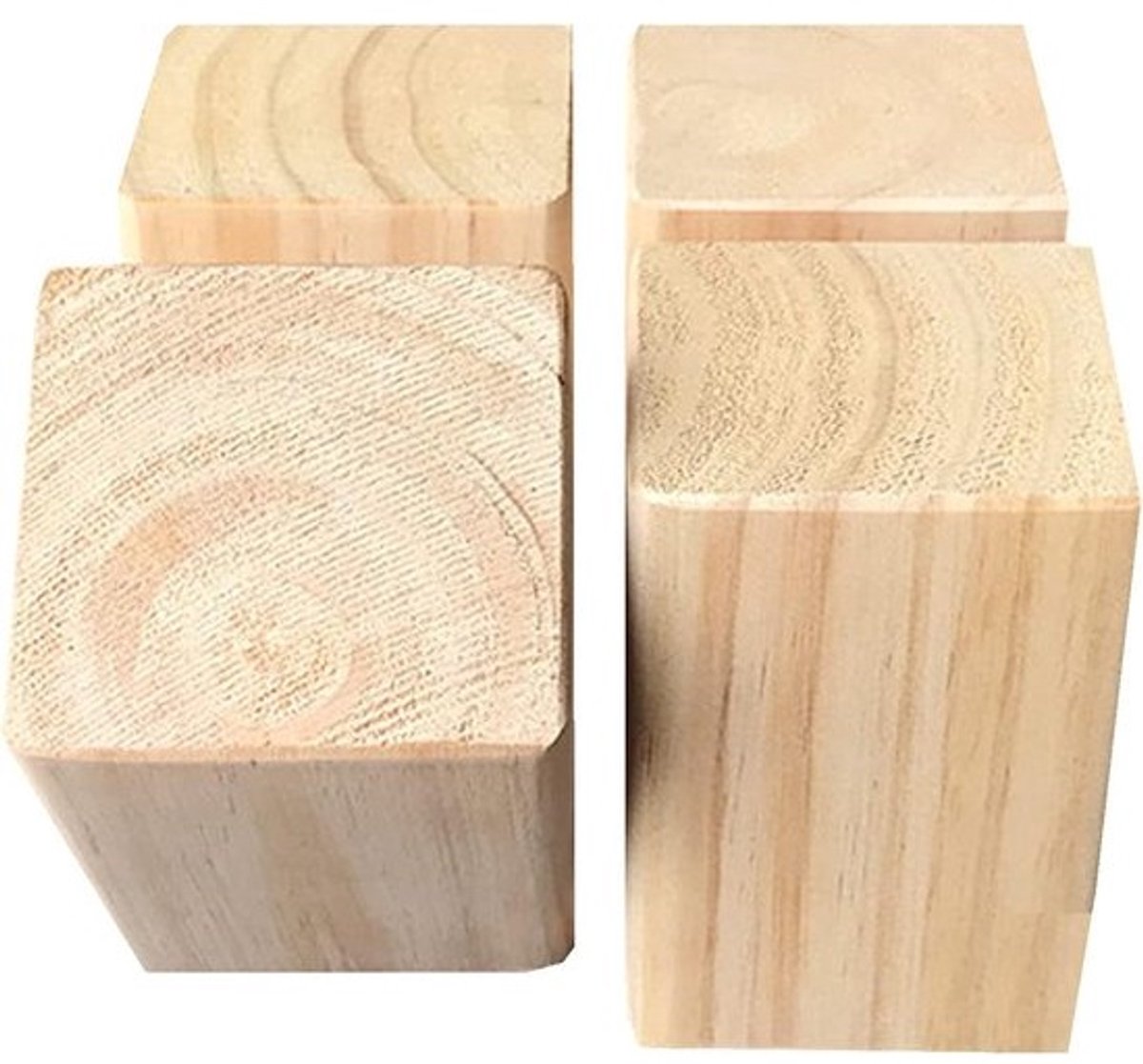 Houten Meubelverhogers - Stoel Lifters - Creëer Opbergruimte - Massief Grenenhout - 5 cm Hoog - Houtkleur