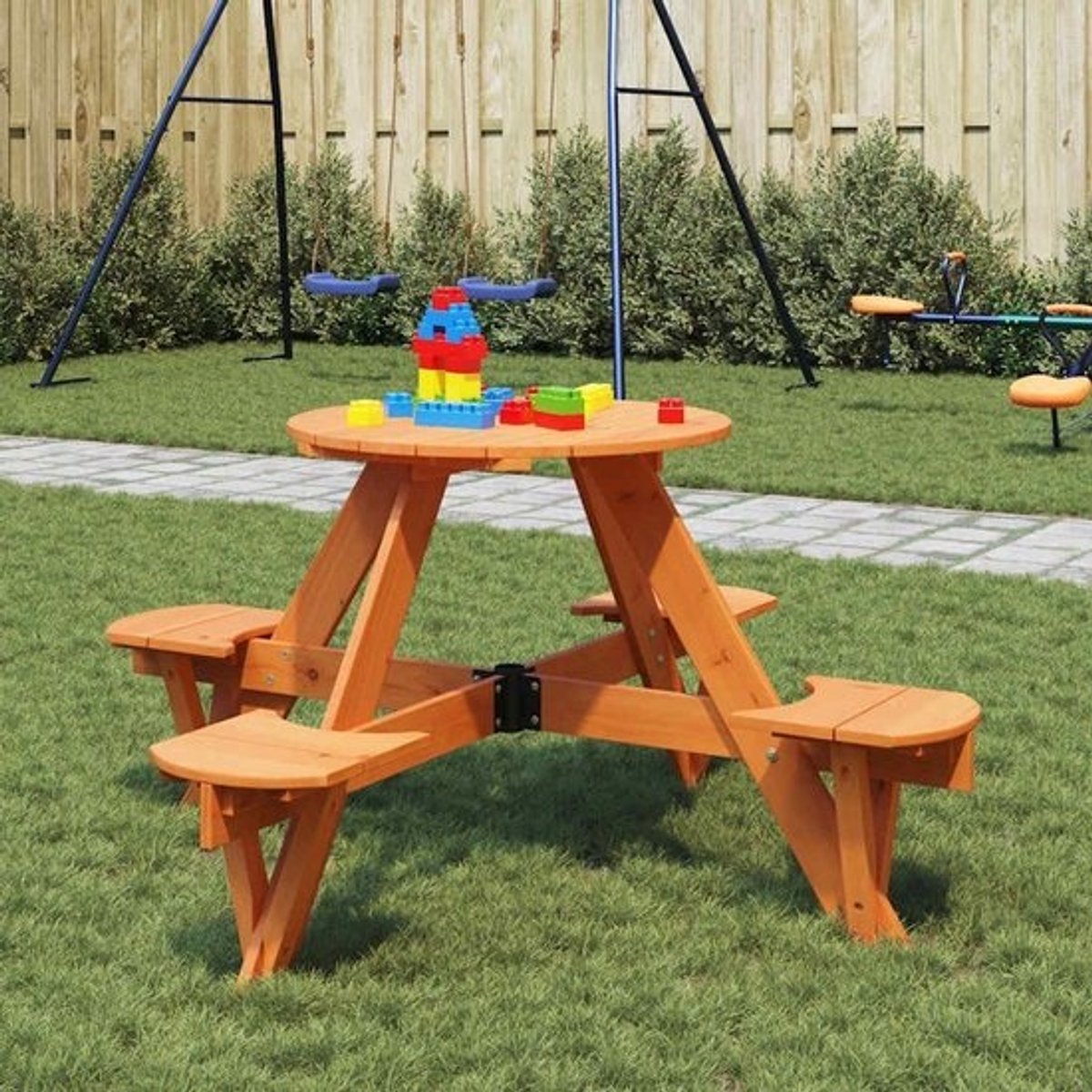 Picknicktafel met Banken - Kinder Tafel - Buiten Spelen - Geïntegreerde Banken - 120 x 57 cm - Donkerbruin