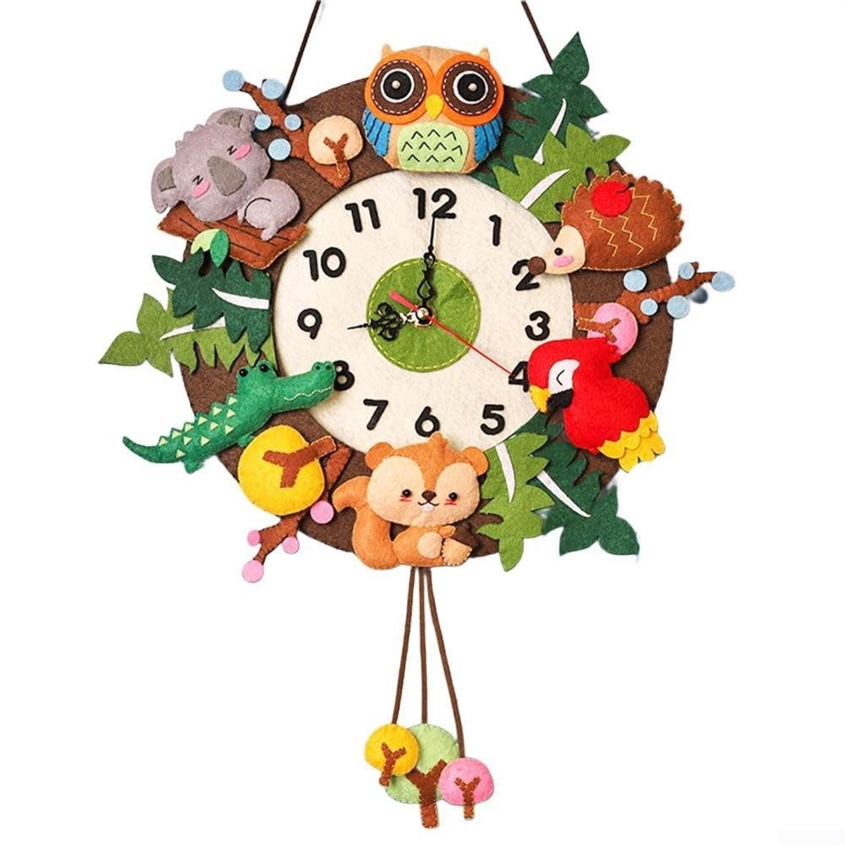 Handgemaakte Cartoon Wandklok voor Kinderen - Decoratieve Klok van Niet-geweven Materiaal