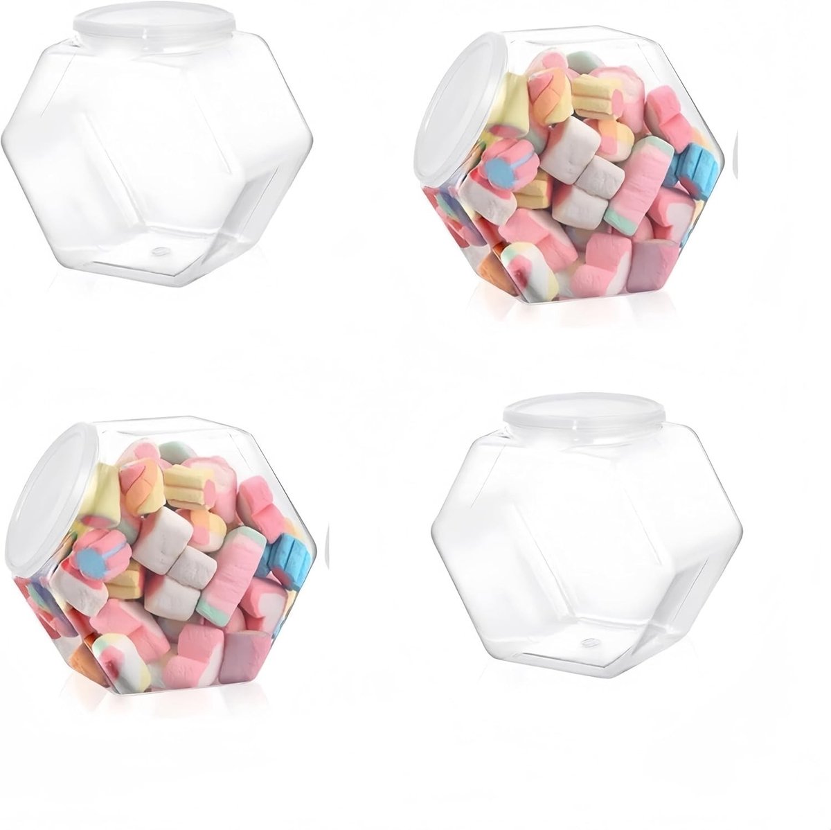 Hexagonale Plastic Snoepdozen met Deksel, Herbruikbare Voedselcontainers met Grote Opening, Ideaal voor Snoep en Snacks