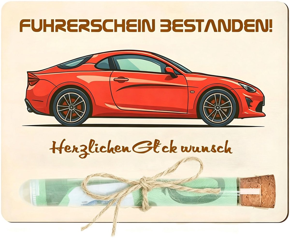 Houten Bankbiljetten met Hoes - Grappig Cadeau voor Rijbewijs
