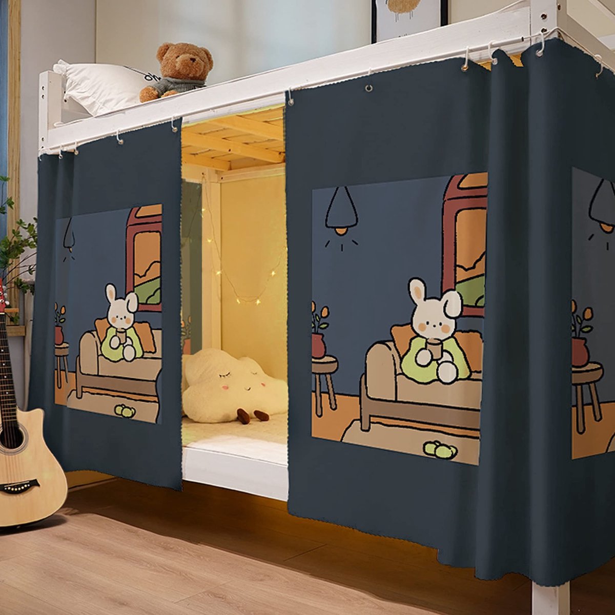 Bunkbed Tent - Zwart - 2 Panelen