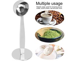 Multifunctionele 2-in-1 koffielepel met tamper, roestvrijstalen maatlepel voor espresso en koffiepoeder