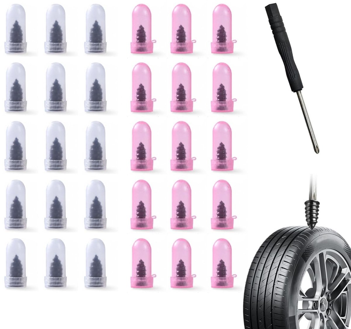Reparatieset voor vacuüm banden - 30 stuks met schroevendraaier