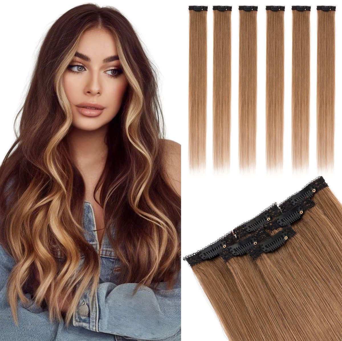 Clip-In Haarextensions - 6 Stukken - 40 g - 40 cm - Bruin