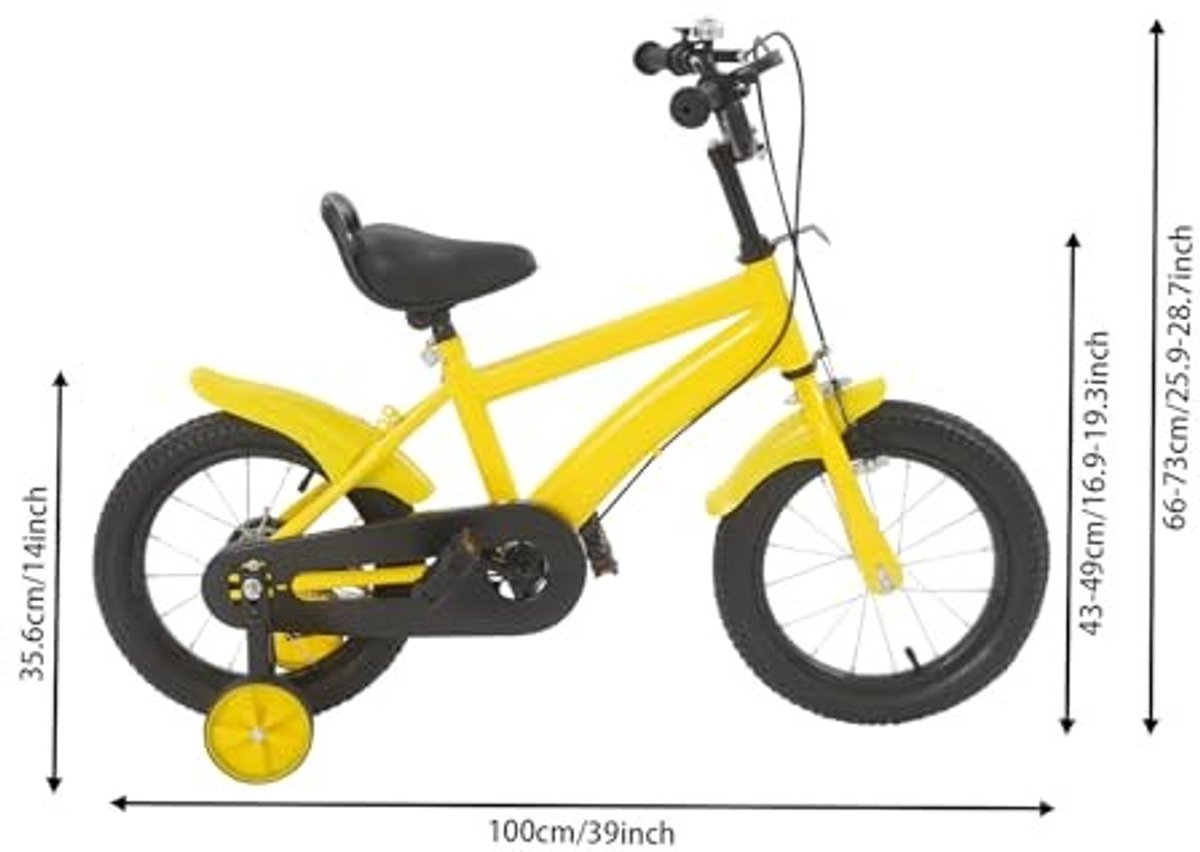 Kinderfiets 14 Inch - 2-in-1 Balansfiets met Stabilisatoren - Geel