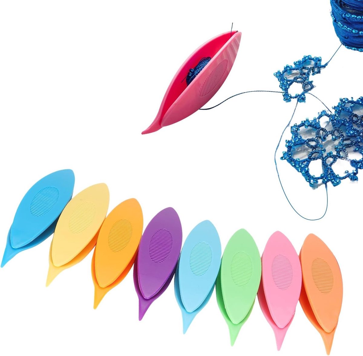 Kleurige Plastic Naalden Set voor Occhi en Haakwerk, 9-delig, inclusief Stopper en Scoops voor Handwerk DIY