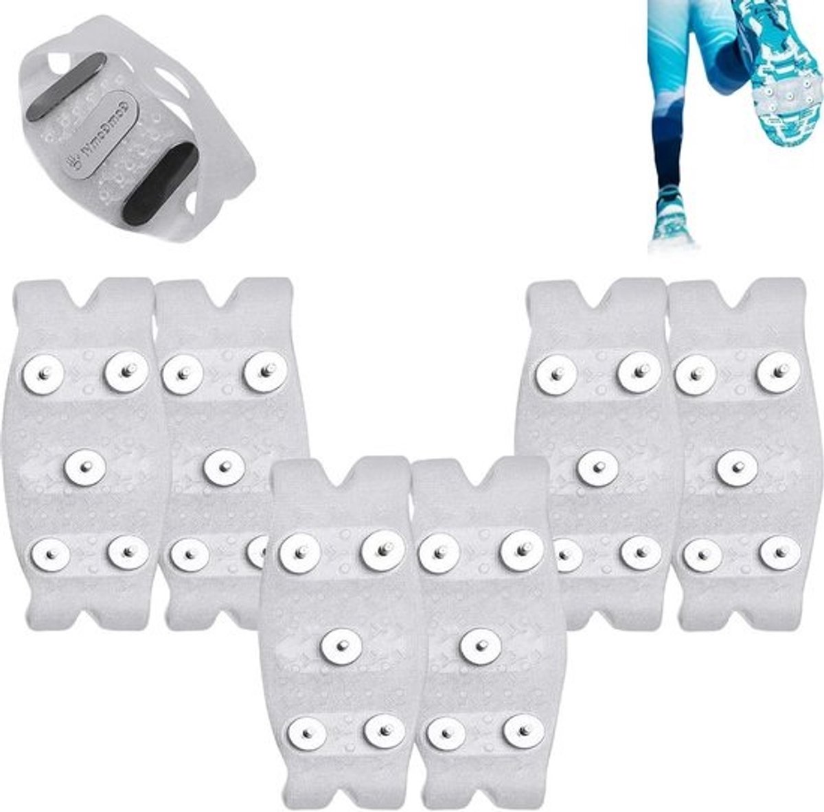 Antislip Overschoenen - Sneeuwschoen Spikes Grijpers - Veilig Lopen Buiten - 5-klauw Mangaan Staal - 3 stuks - Wit