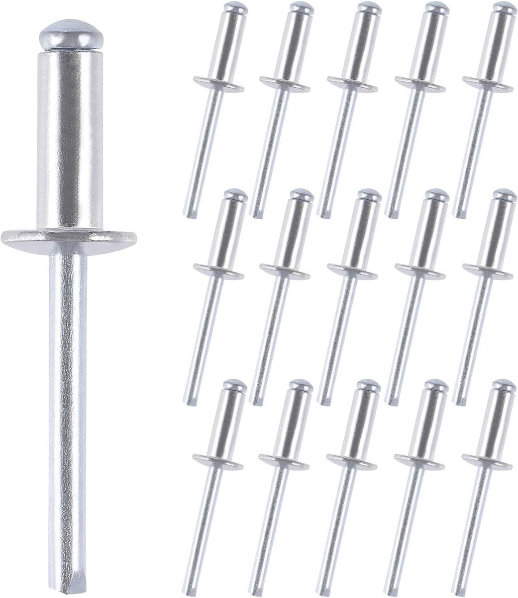 150 Stuks Blindklinknagels 4.8 x 16 mm, Aluminium Klinknagels met Grote Flens voor Metaal, Hout en Kunststof