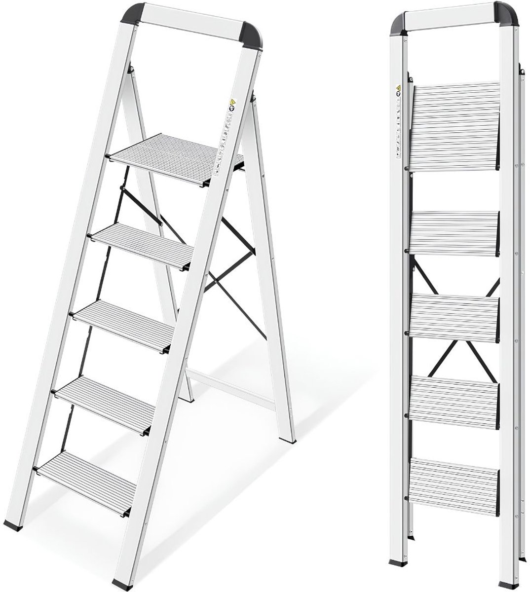 TYR® Huishoudtrap 5 Treden - Huishoudtrap - Ladder - Zwart - 83cm x 45cm x 137cm
