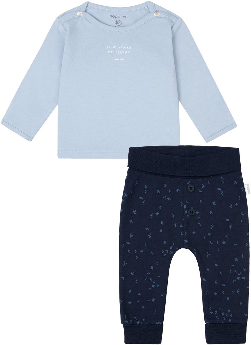 Noppies - Kledingset - 2 delig - Broek Nicea Donkerblauw - Shirt Neisse Lichtblauw - Maat 62