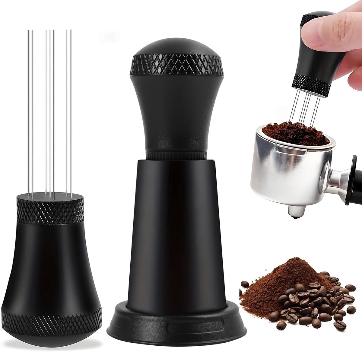 Geavanceerde WDT-tool met 10 flexibele roestvrijstalen naalden, ideaal voor barista's en nauwkeurige koffie-extractie, perfect voor optimale koffiebereiding en smaakbeleving.
