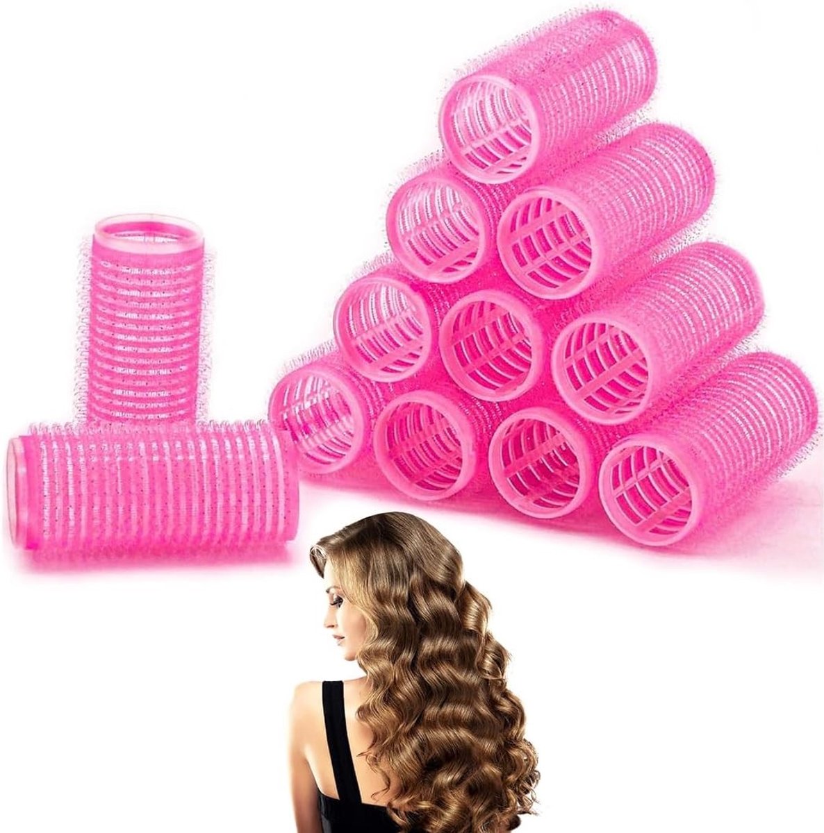 Kleurige haarrollers voor volume en krullen, zelfklevende rollers zonder hitte, geschikt voor alle haartypes en lengtes