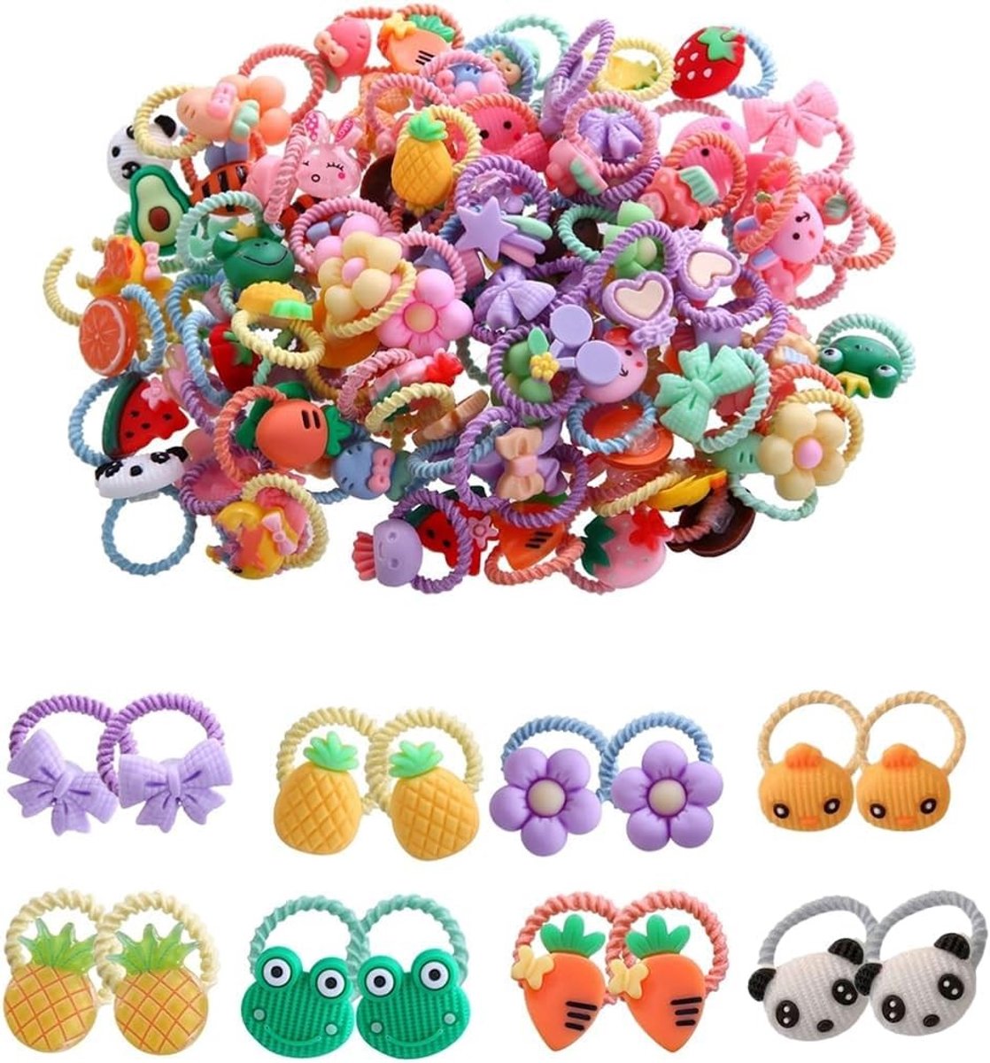 Set van 100 Kleurige Mini Haarelastieken voor Meisjes - Zachte en Flexibele Haaraccessoires voor Kinderen