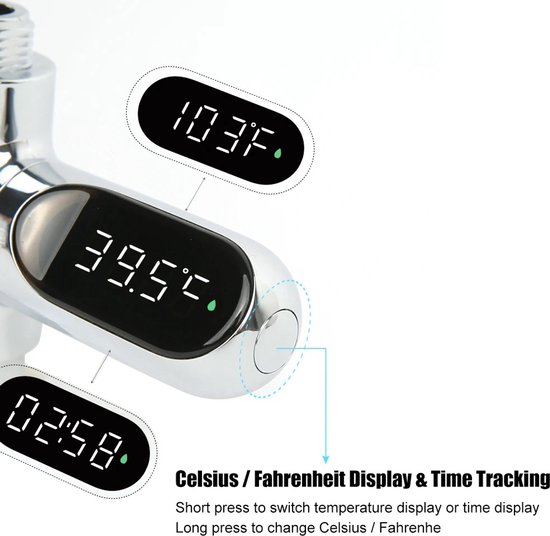 Smartflow™ Zelf aangedreven Badthermometer & Douchetimer (8-85℃) - Waterbesparende Douche Klok - Thermostaatkraan - Thermostaat - Temperatuurmeter - Timer - Douchethermostaat - Zandloper van Smart+ — afbeelding 4