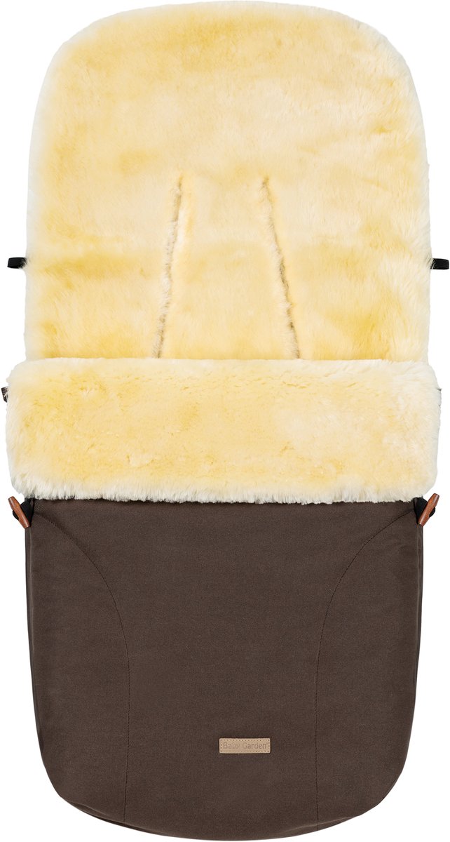 Baby Garden Voetenzak voor Kinderwagen & Buggy - 2 in 1 - 100% Australisch Lamsvacht Medicinaal Gelooid - Wind en waterafstotend - SKADI - Bruin