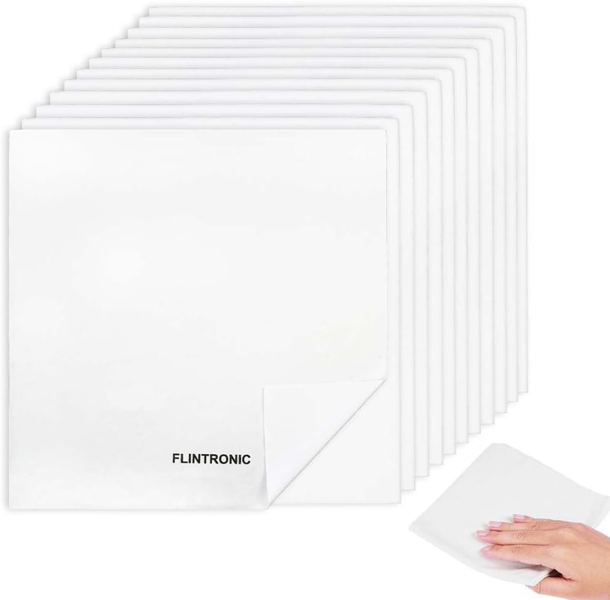 Draadvaatdoek krasvrij - Wit - 30 x 30 cm - 100% Polyester Pluisvrije Reinigingsdoek - Set van 8