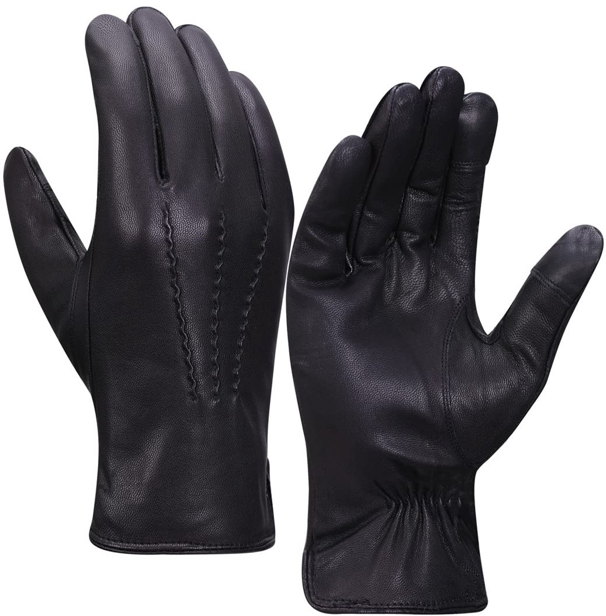 Leren Handschoenen voor Mannen - Fleece Voering en Touchscreen