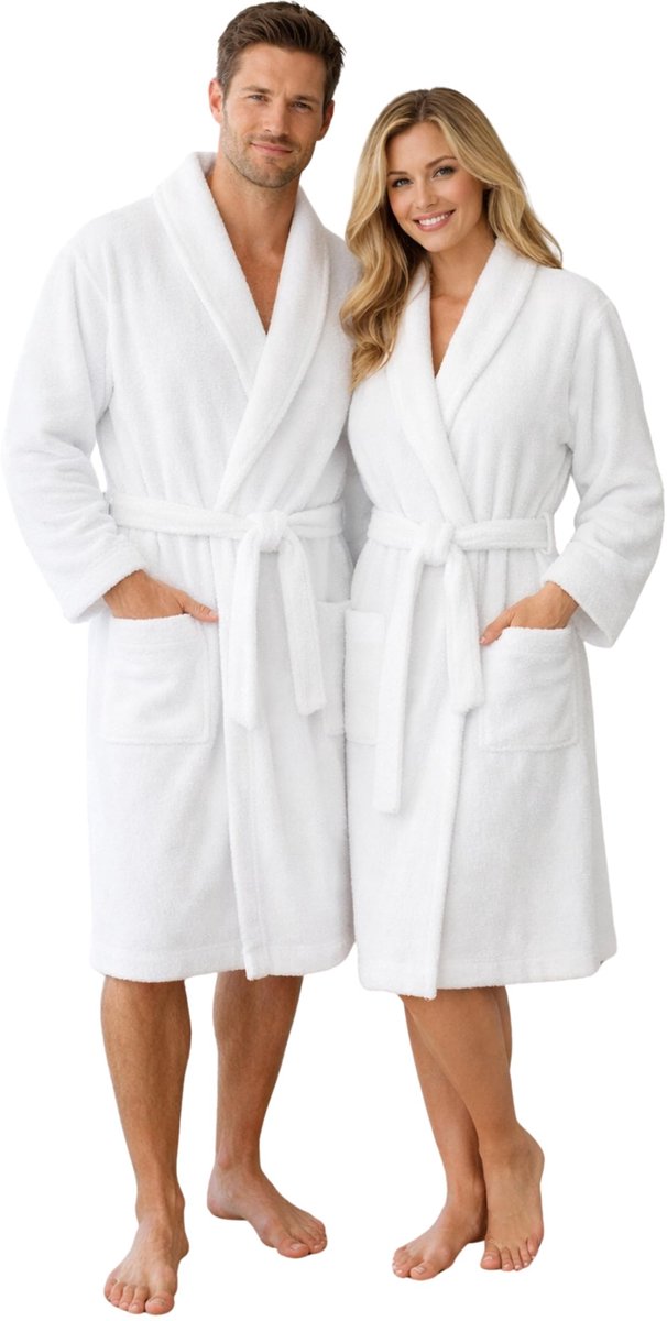 Hotel Badjas Unisex - 100% Katoen - Wit - S–XXL