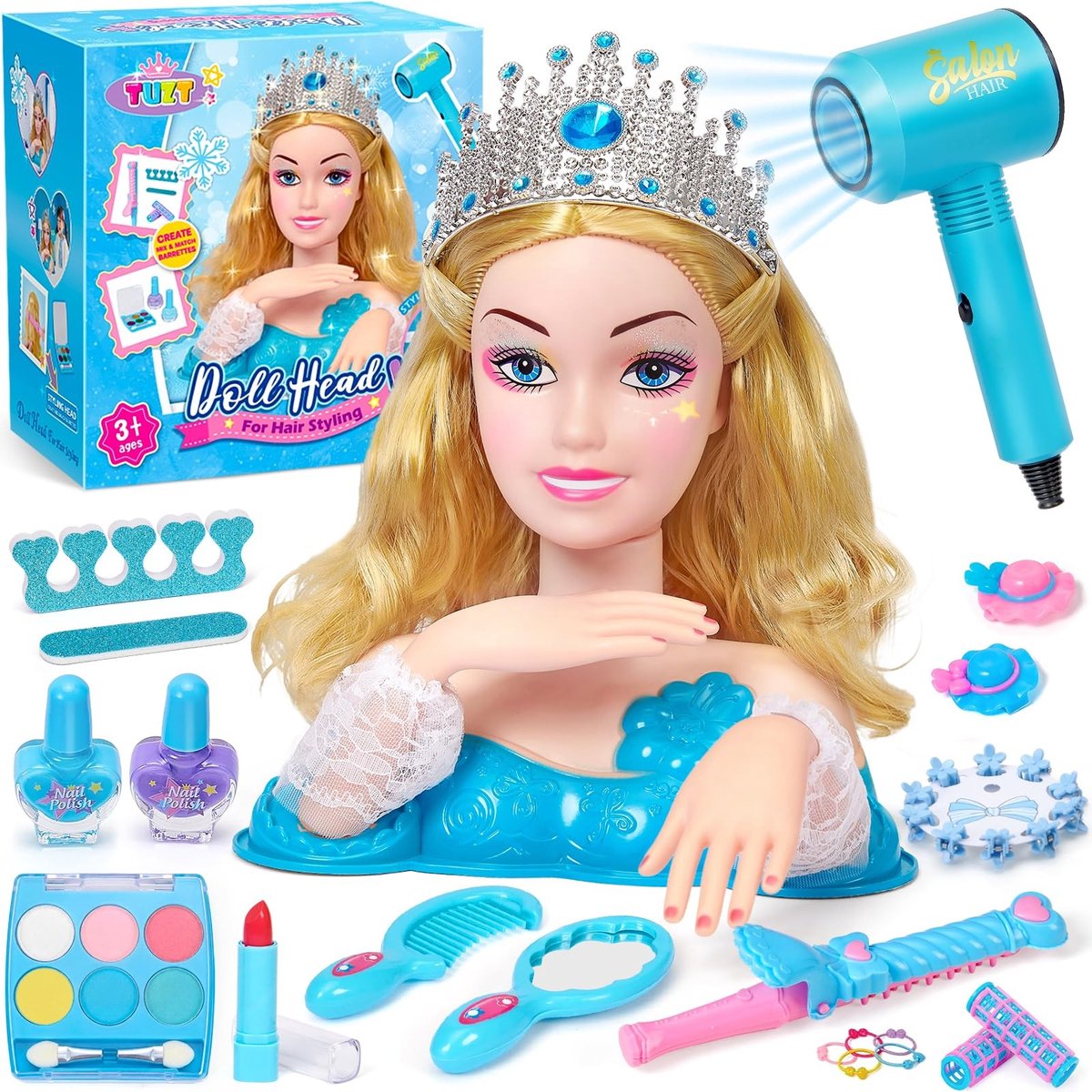 Styling Hoofd met Make-up Accessoires - 20-delige Set voor Kinderen van 3-8 Jaar
