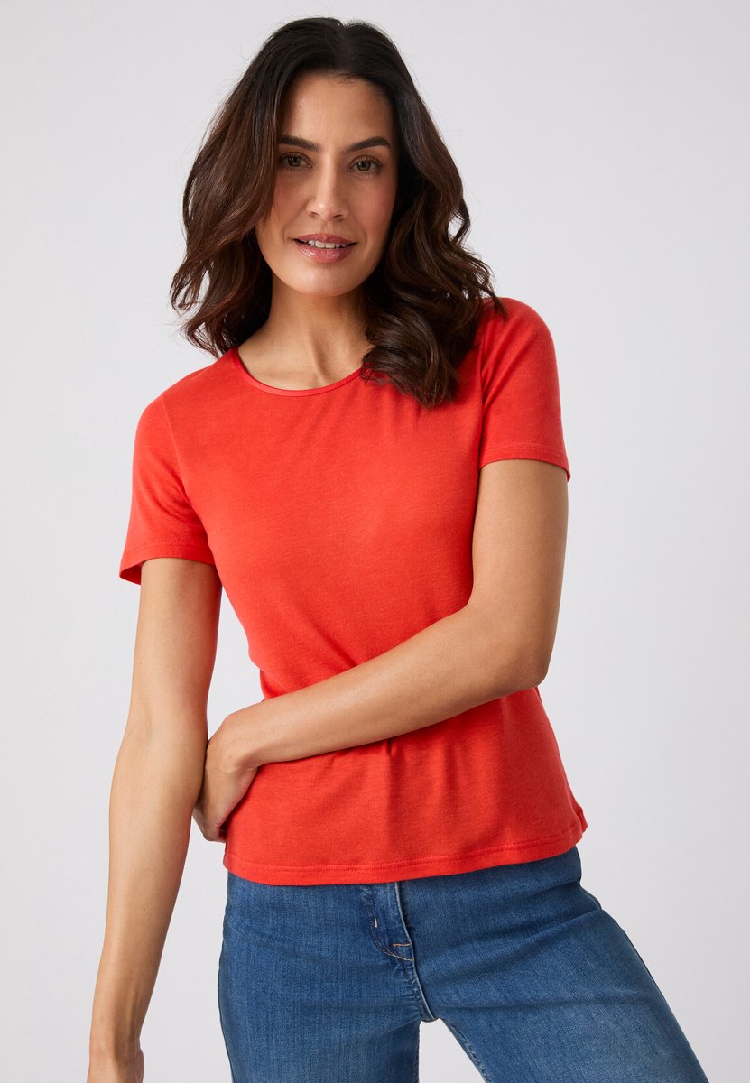 Damart - Thermolactyl Sensitive T-shirt met korte mouwen, ronde hals - Dames - Rood - 46-48 (L)