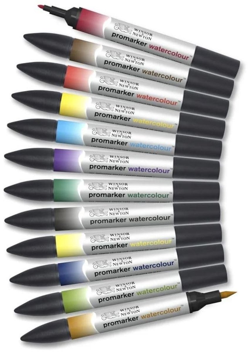 Waterverf Marker Set - 12 Stuks met Borstel en Fijne Punt