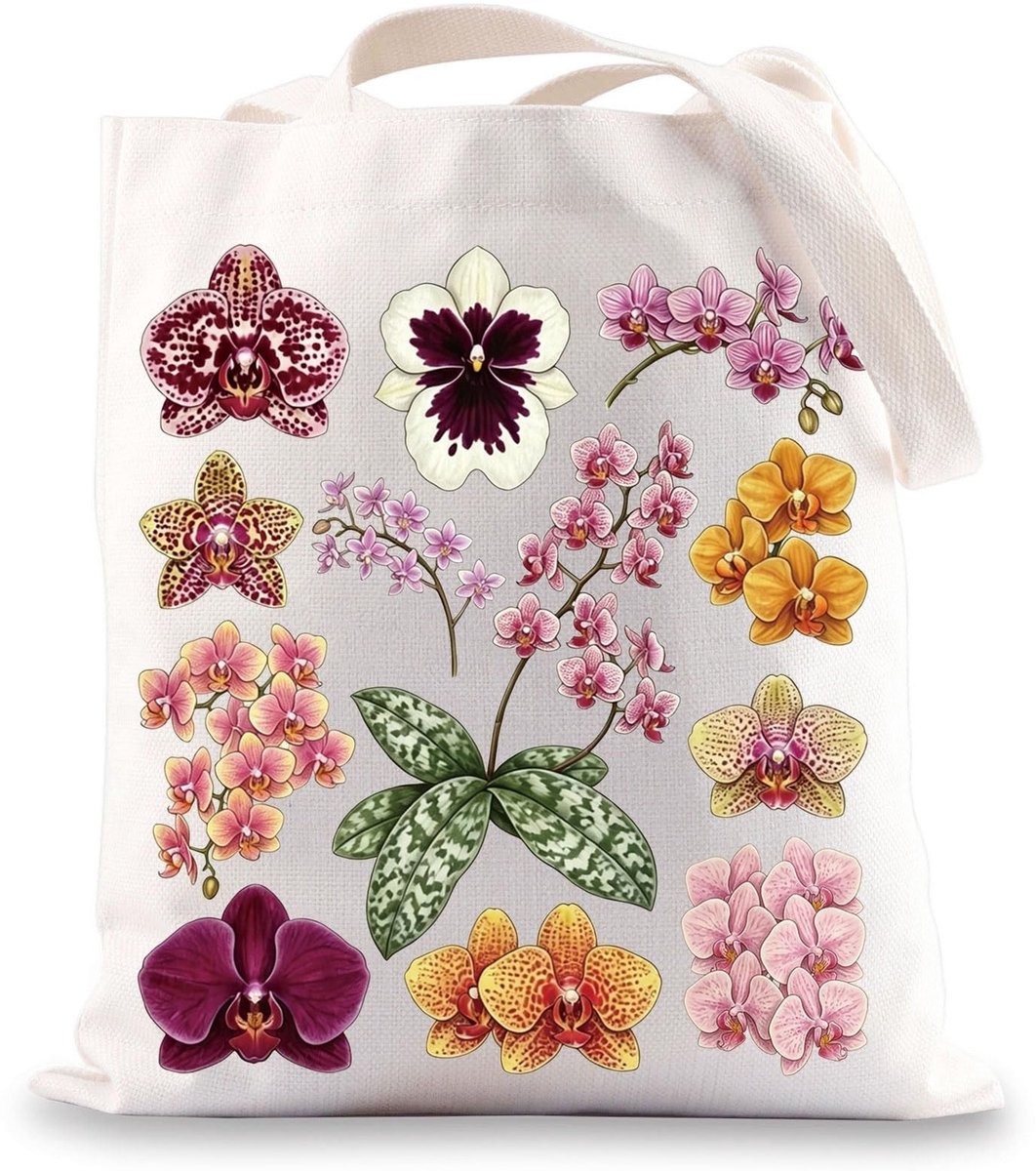 Tote Bag met Orchidee Motief - Geschikt als Cadeau