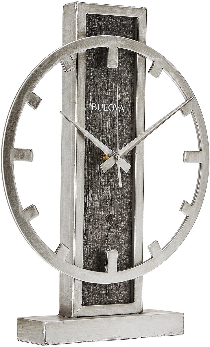 Tafelklo klok met analoge weergave - Stille secondewijzer - Zilver