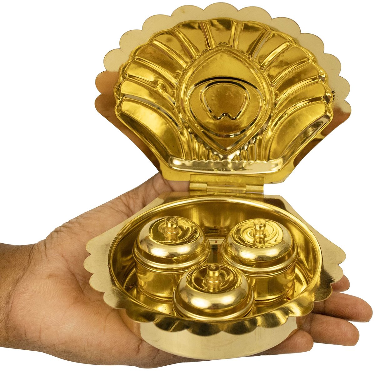 Brass Pooja Thali Set - Traditioneel design met 10 onderdelen