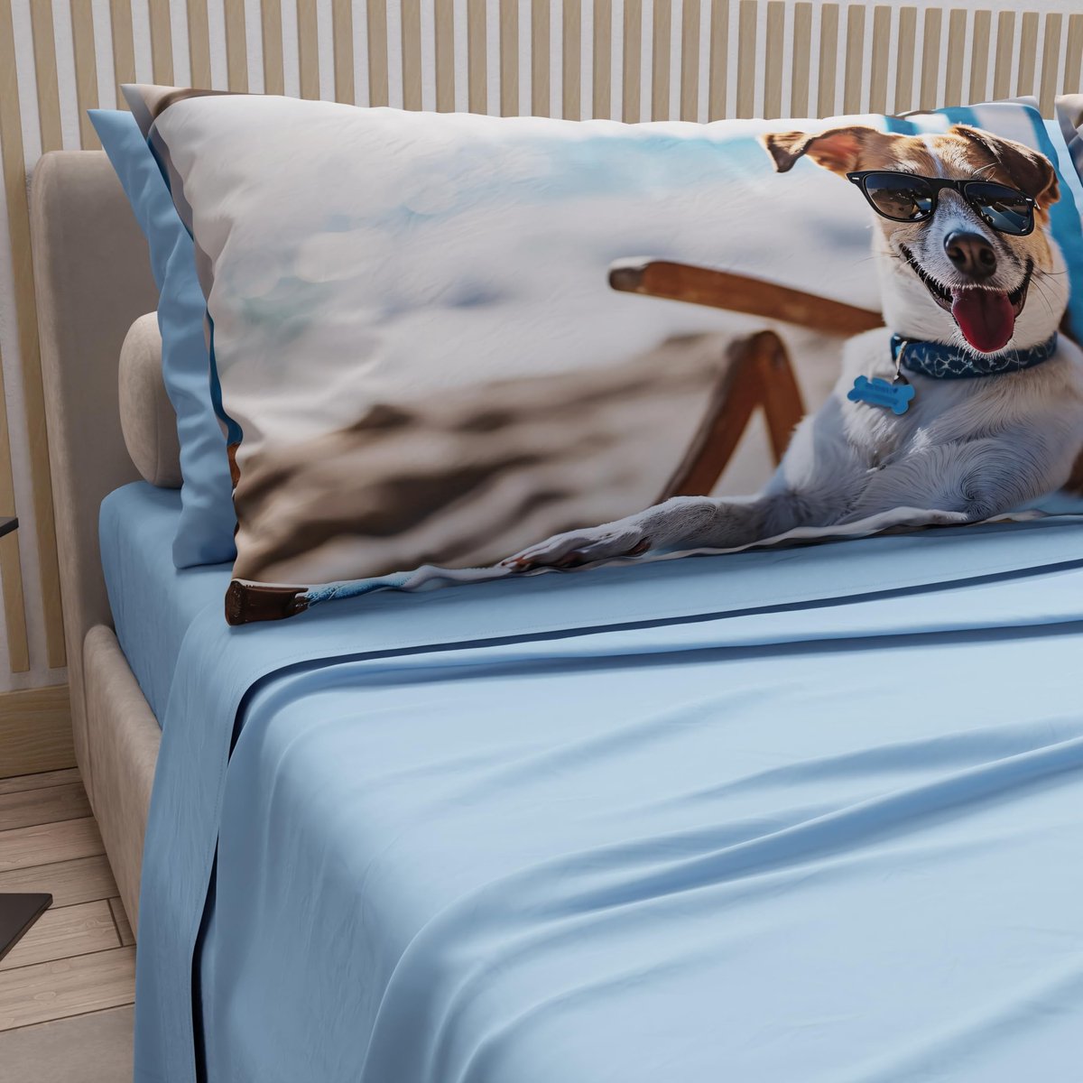 Bedlinnen met honden - 4-delige set met digitale print
