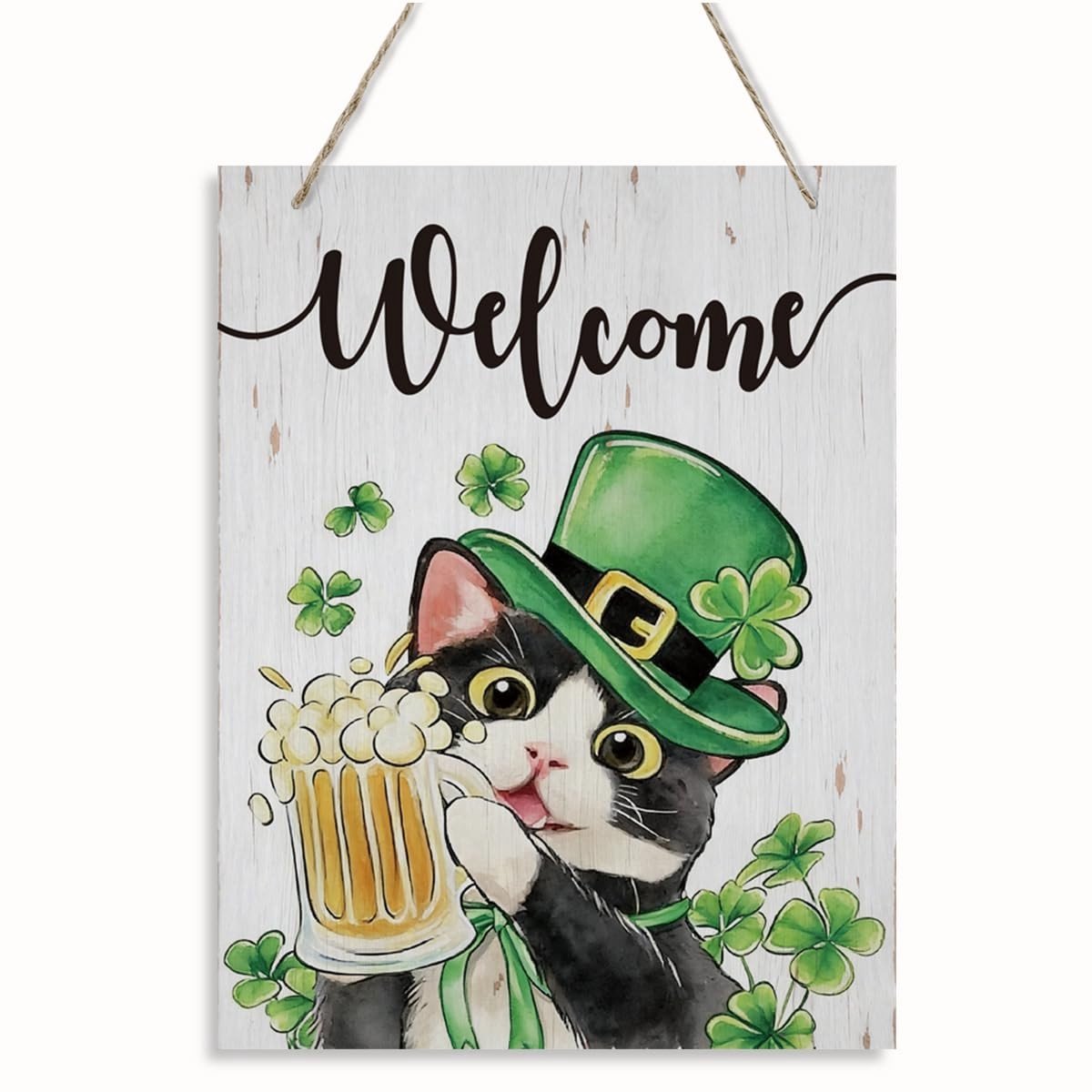 Hangende houten kunst - St. Patrick's Day - 26 x 20 cm