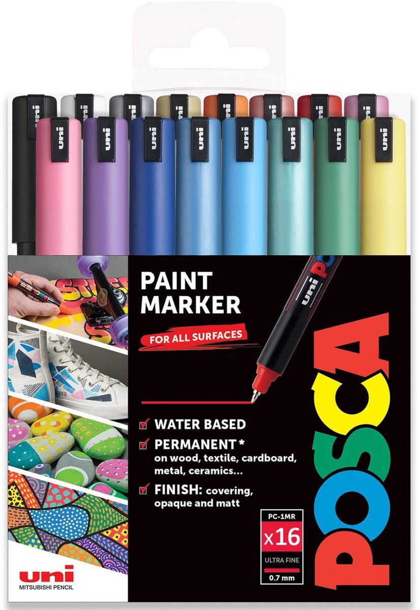 Ballpoint Pen PC-1MR - Ultrafijne Punt - Mix van Kleuren - 16 Stuks