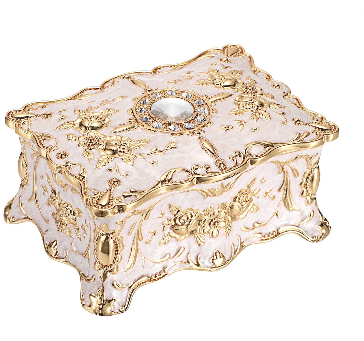 Vintage Sieraden Opbergdoos - Antiek Zilver Mini Bewaarbox