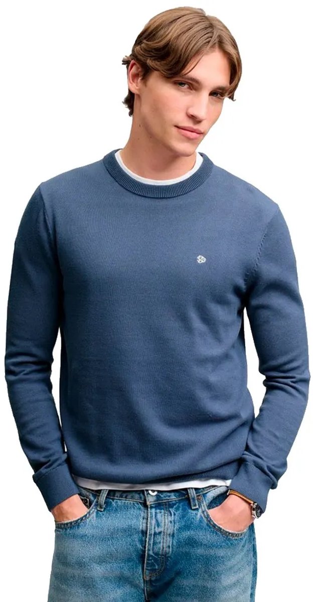 Superdry Preppy Essential Katoenen Trui Heren Sweaters Marineblauw