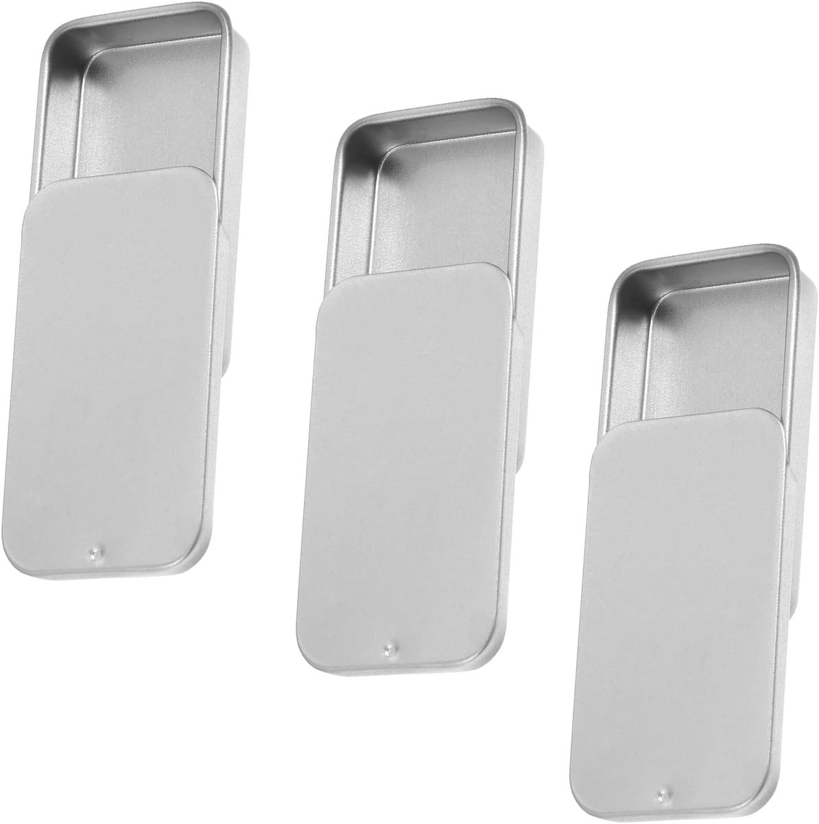Set van 3 Kleine Metalen Dozen, 6 x 3,2 x 1 cm, Lege Rechthoekige Blikjes met Schuifdeksel voor Snoep, Sieraden en Knutselen