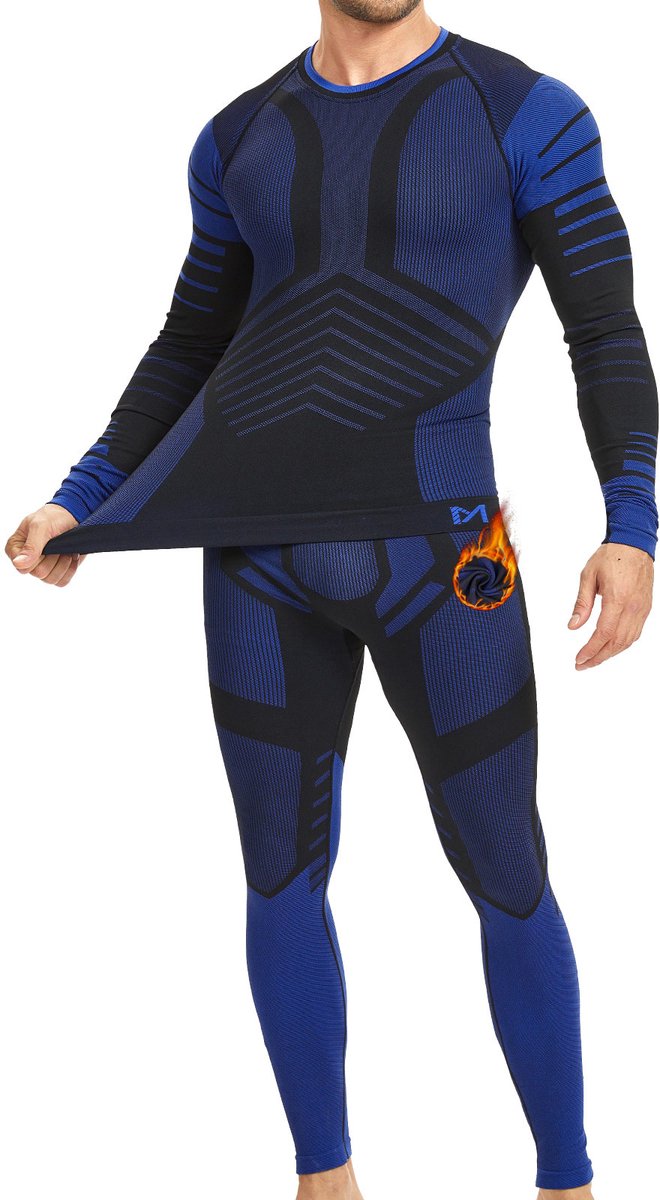 MEETYOO Thermo ondergoed heren, binnenfleece set, functioneel ondergoed, thermisch ondergoed heren , zacht warm flexibel winterpak , heren bovendeel en onderdeel, thermische onderbroek