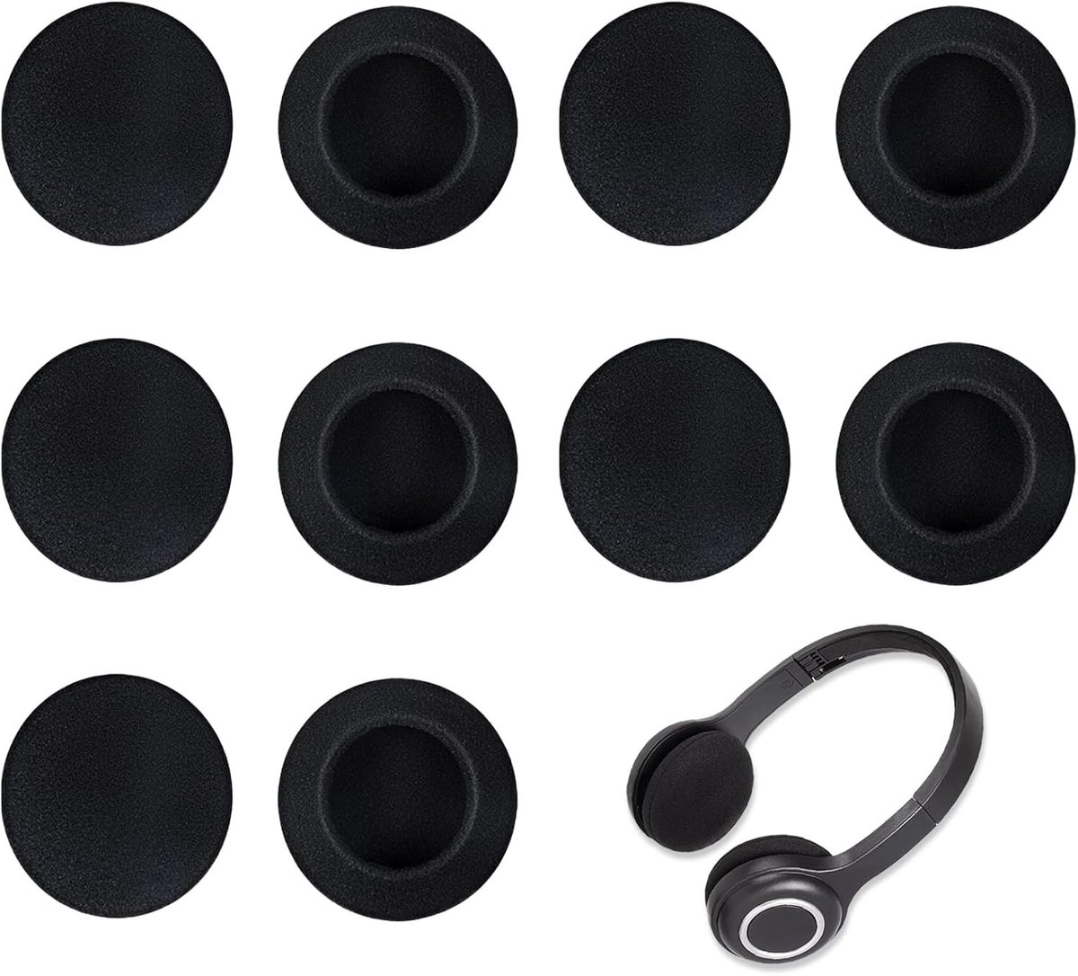 10 Stuks Oorkussens voor Hoofdtelefoons, 50mm Zachte Schuim Vervangingskussens, Geschikt voor Diverse Modellen en Verbeterde Geluidskwaliteit