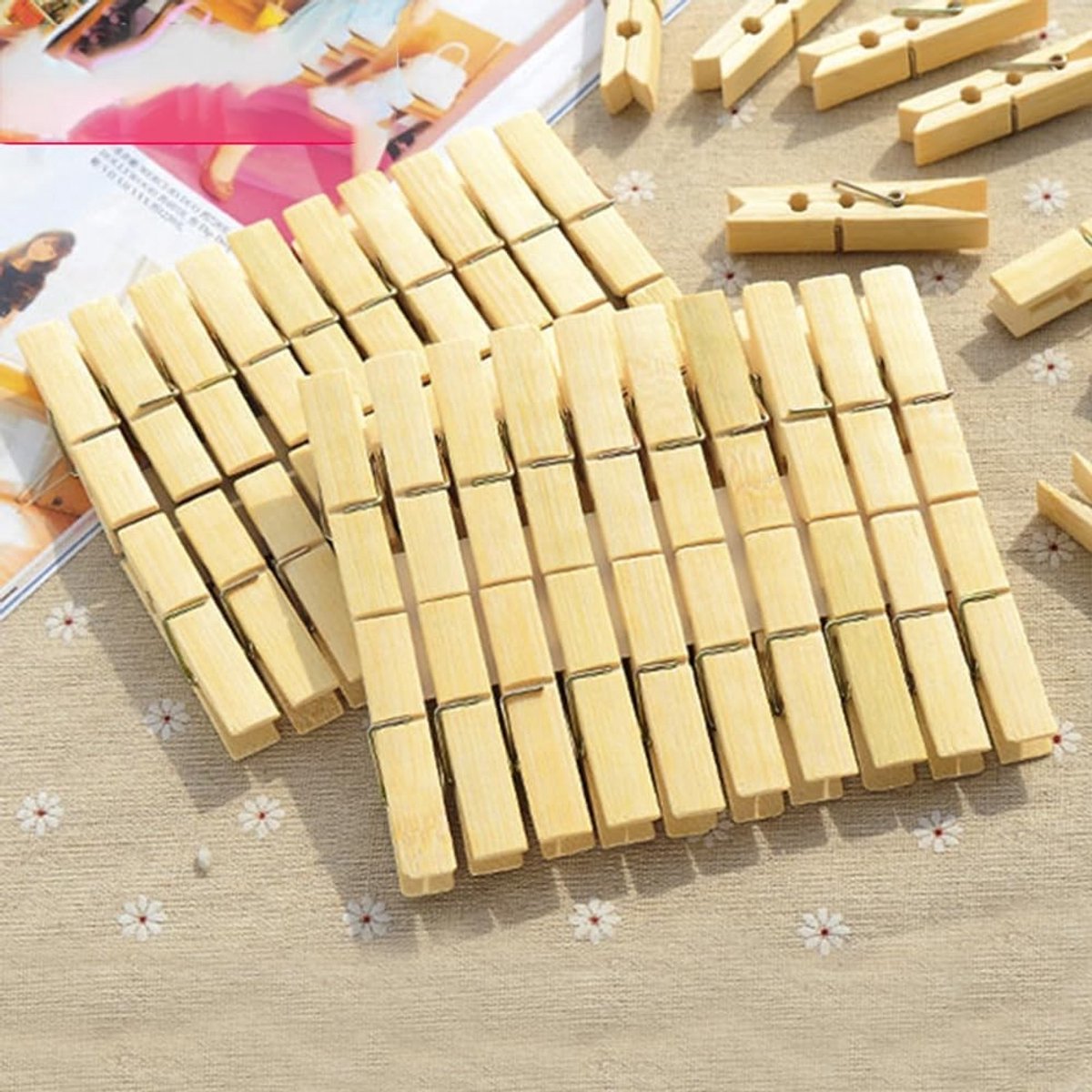 Set van 20 Houten Wasknijpers, Duurzame en Milieuvriendelijke Clips, Ideaal voor Decoratie en Organisatie, 6 cm, Natuurlijke Houten Klemmen