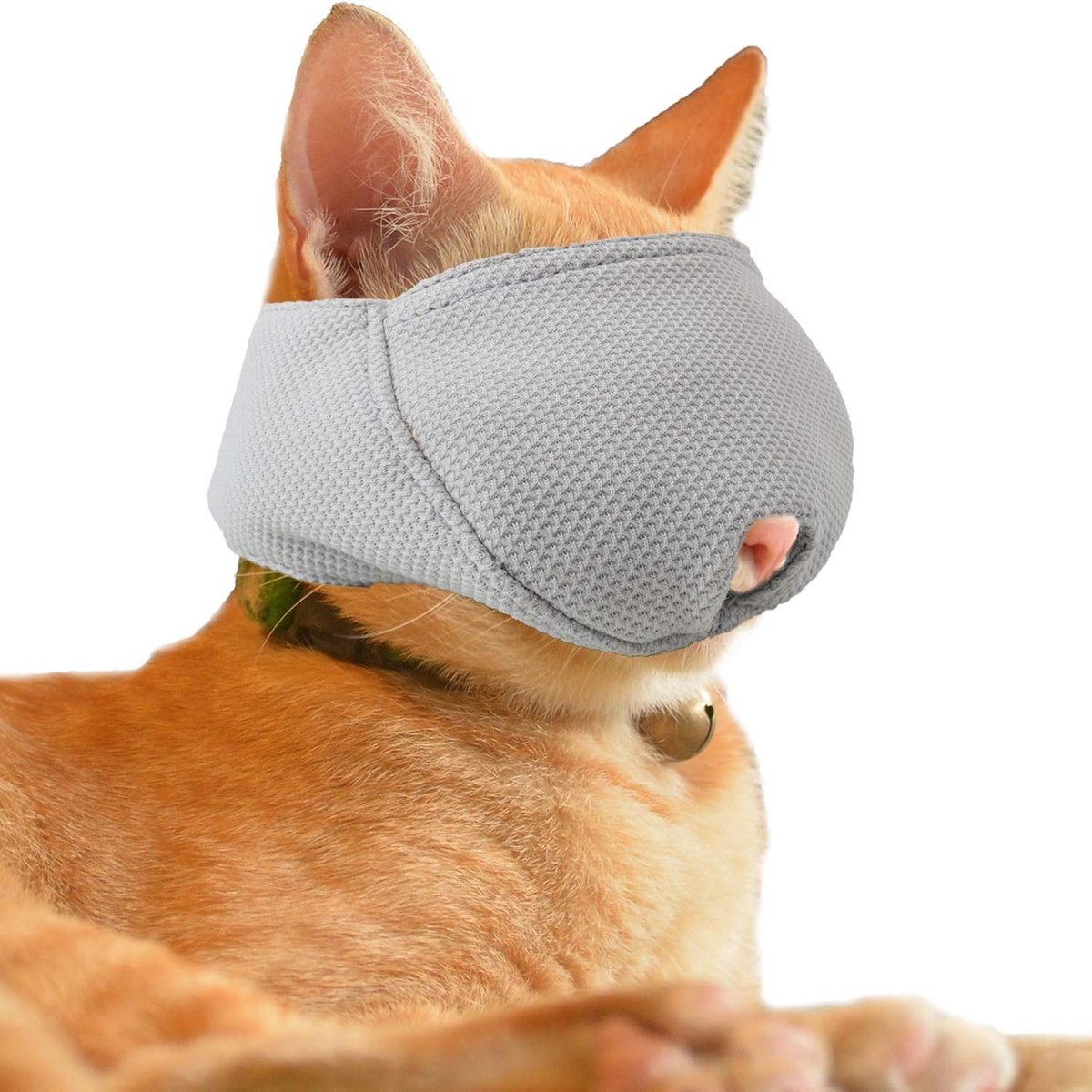 Ademend Kattenmuilkorf met Mondbescherming, Muilmasker om Bijten, Kauwen en Verzorging te Voorkomen (XS, Grijs)