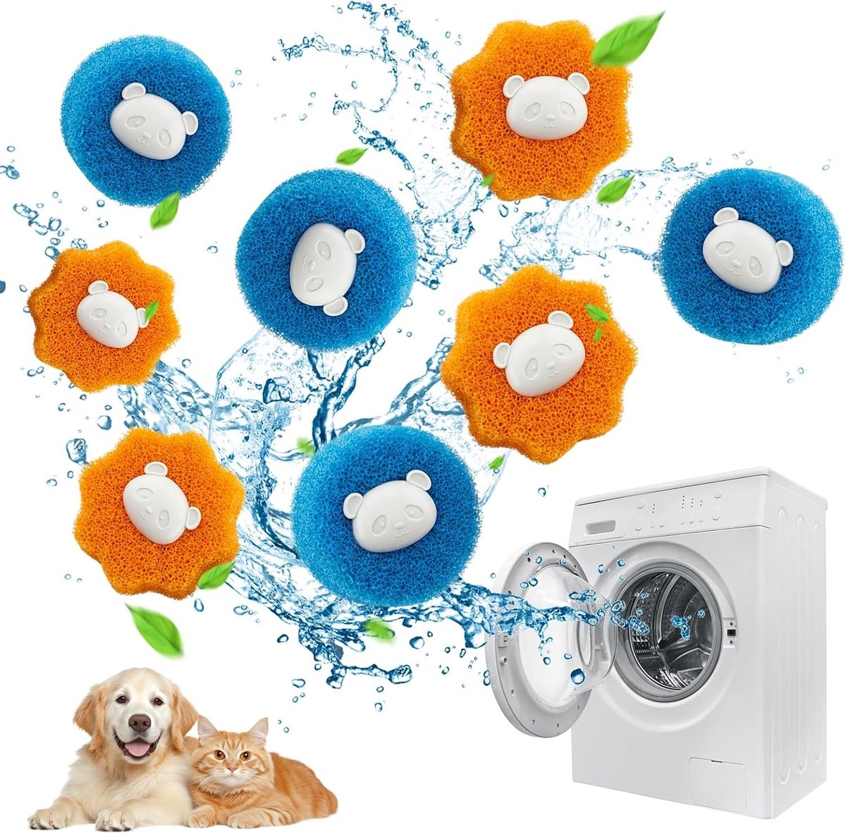 Effectieve pluisballen voor het verwijderen van huisdierenhaar in de wasmachine – 8 herbruikbare stuks