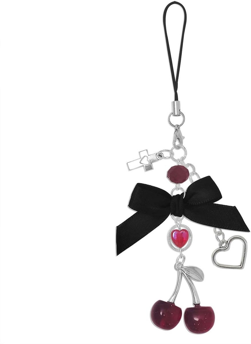Schattige Kersen Handyanhänger, Esthetische Handgordel voor Sleutels en Camera's, Y2K Accessoires voor Tasdecoratie en Cadeaus in Roze, Rood en Blauw