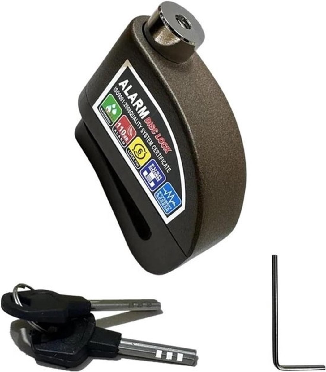 Remschijfslot Motorfiets - Scooter Alarm Slot - Diefstal Beveiligen - Alarmfunctie Waterdicht - 200 g - Zwart