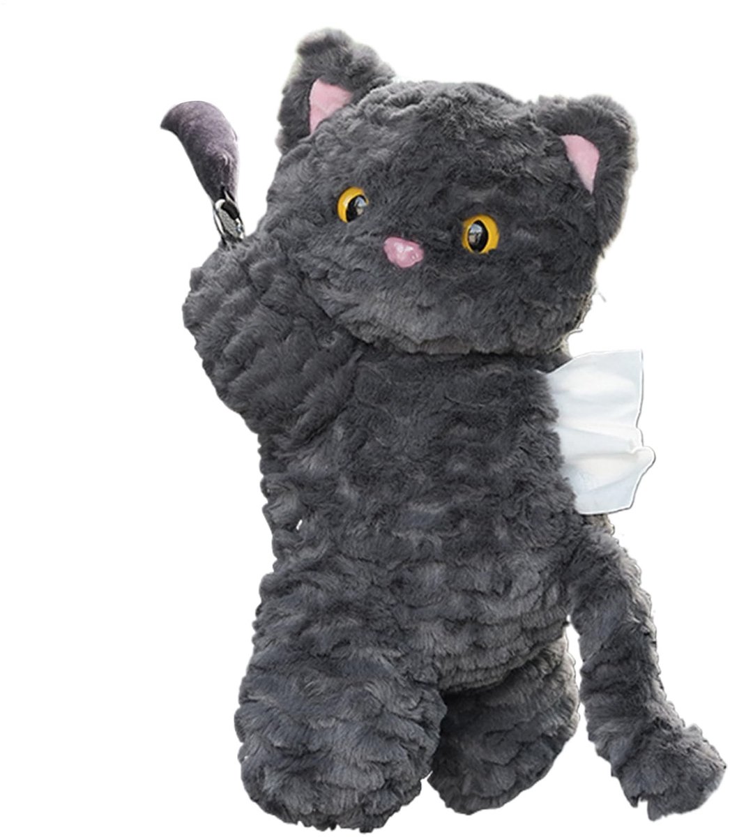 Gevulde dierenweefseldoos - Pluche zwart