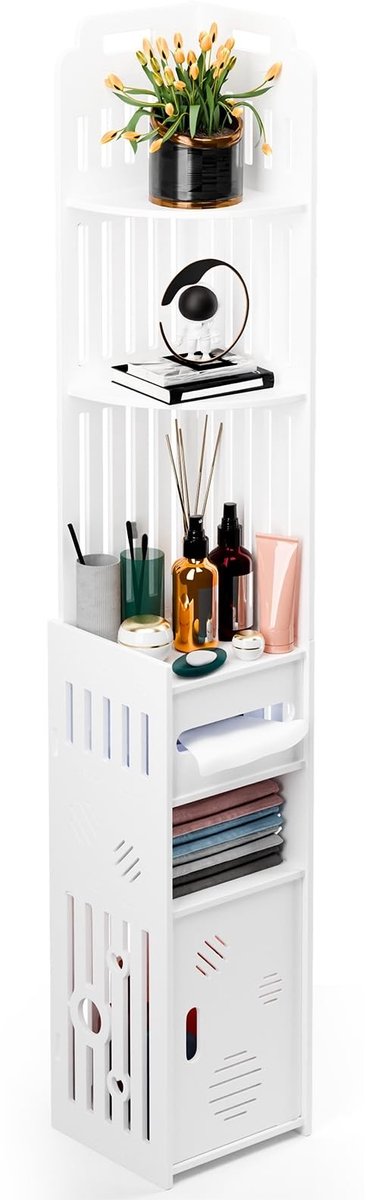 Badkameropbergkast - Toiletpapier Organizer - Wit